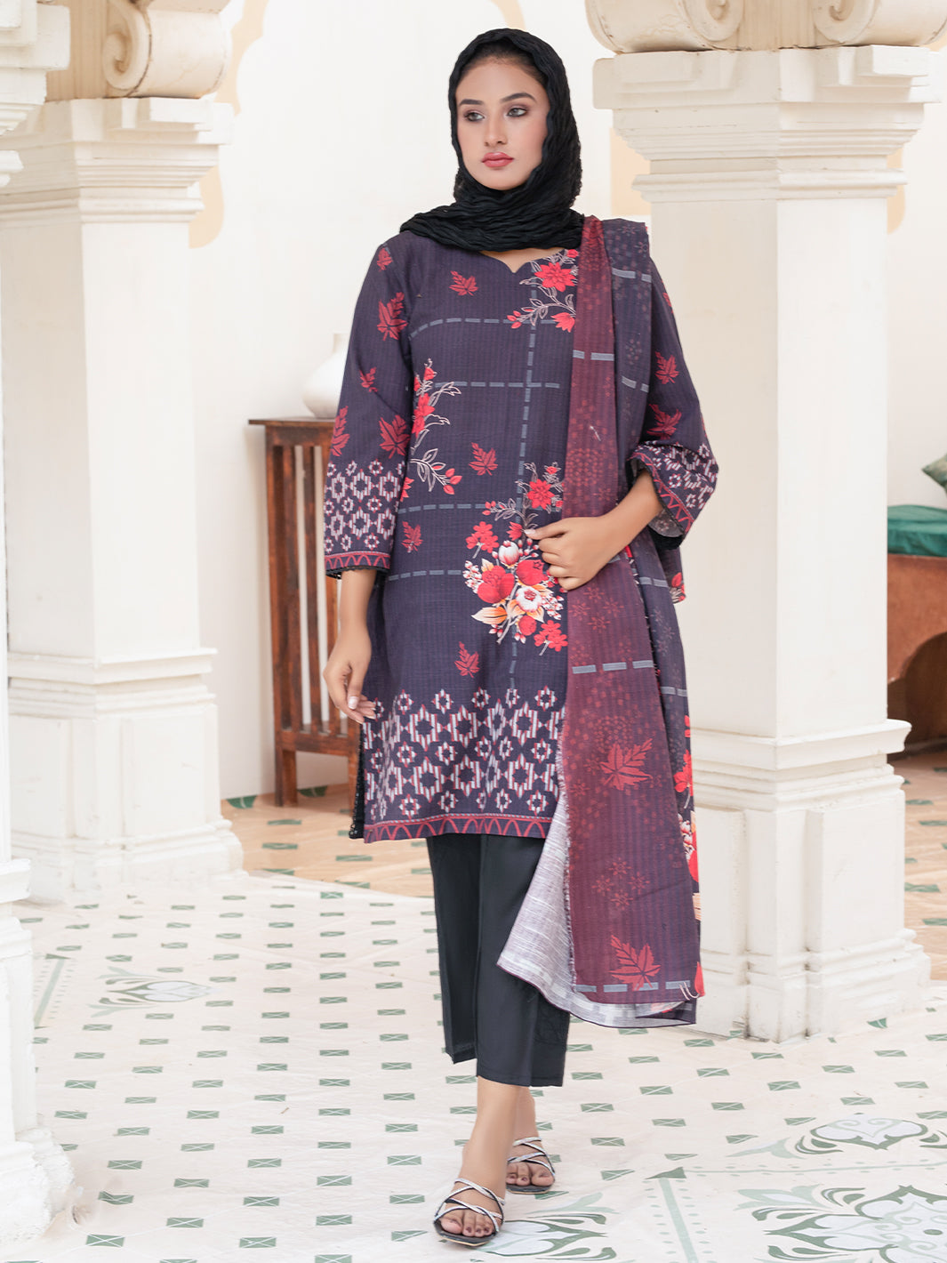 Digital Printed Slub Khaddar 2pcs Shirt & Dupatta