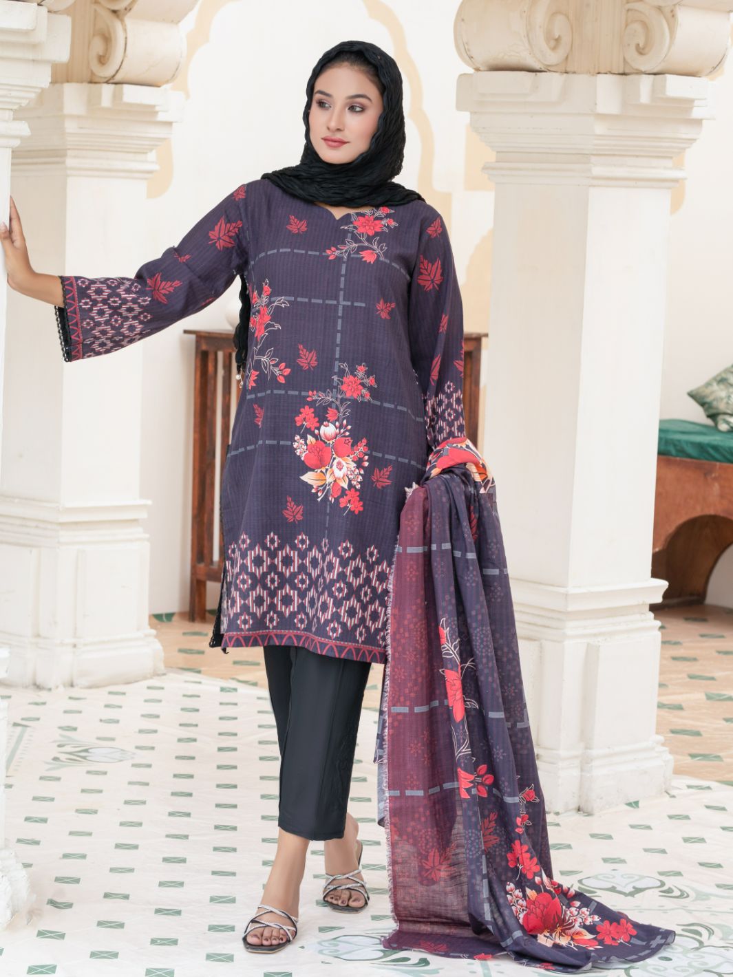 Digital Printed Slub Khaddar 2pcs Shirt & Dupatta