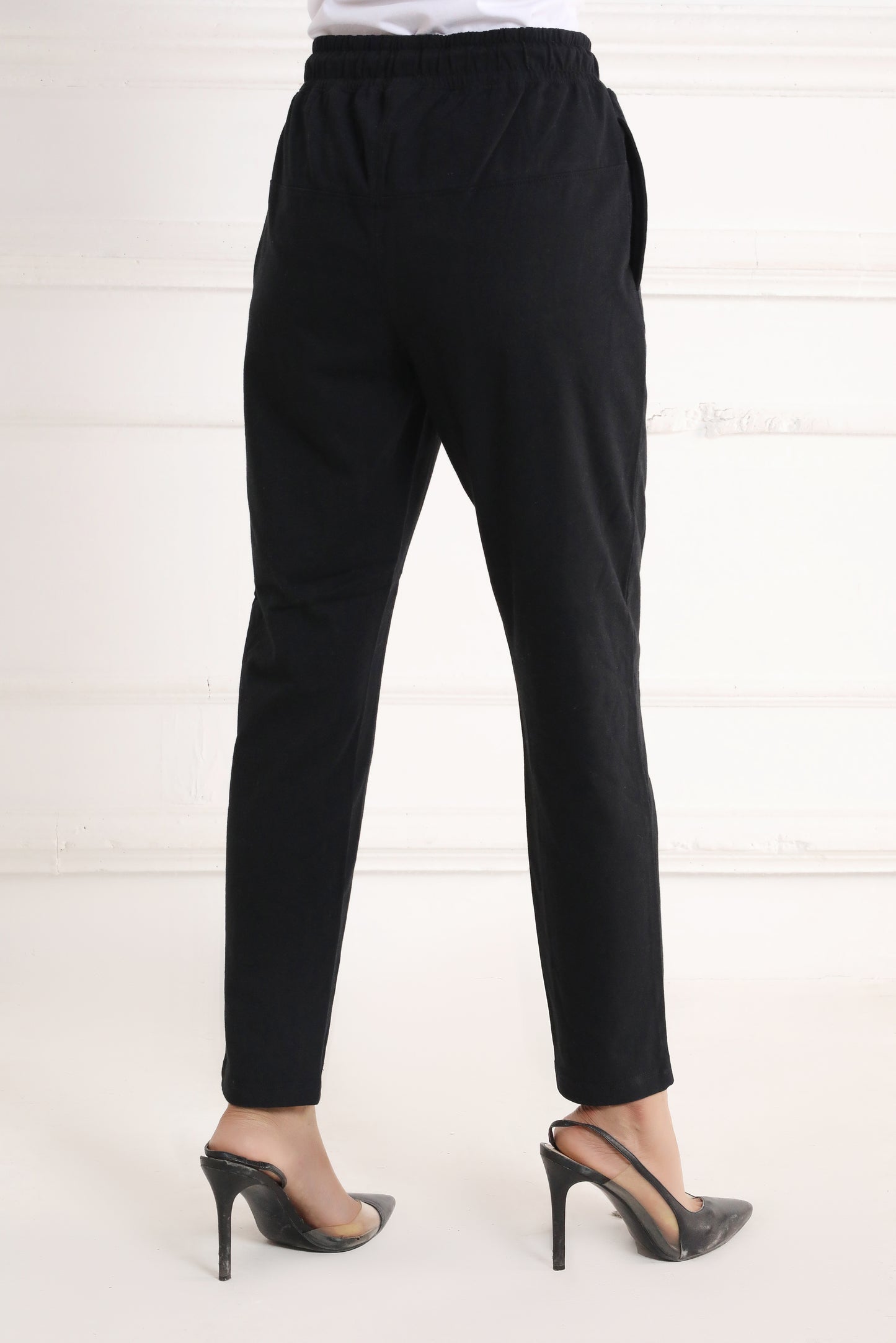 Black Dyed Knit Narrow Leg Trousers