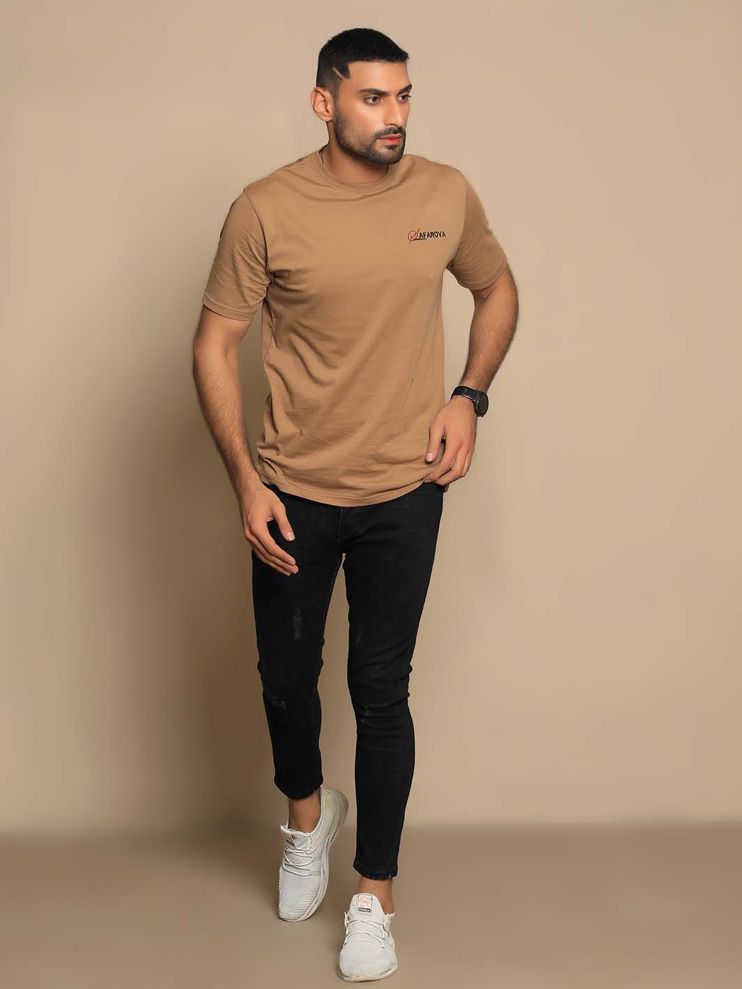 Camel Crew Neck Short Sleeve Men's T-Shirt