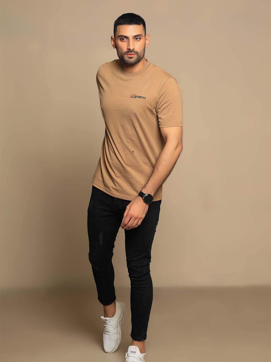 Camel Crew Neck Short Sleeve Men's T-Shirt