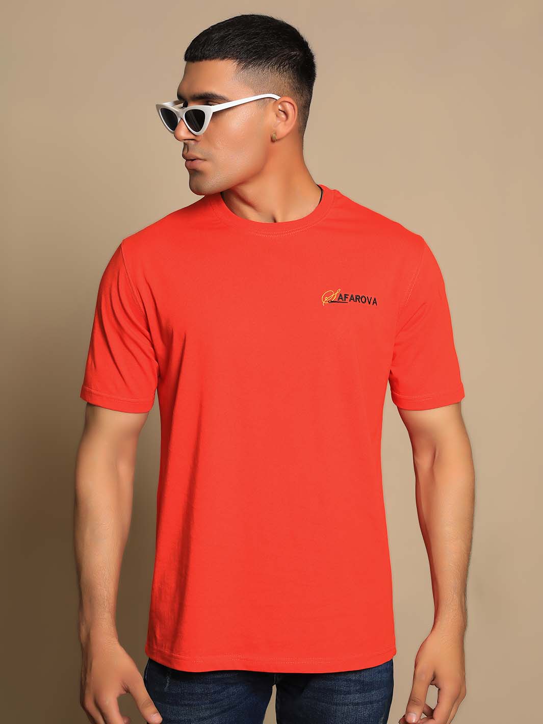 Red Crew Neck Short Sleeve Men's T-Shirt