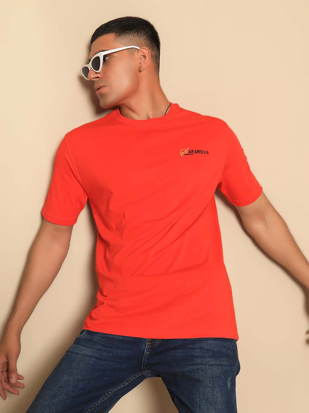 Red Crew Neck Short Sleeve Men's T-Shirt