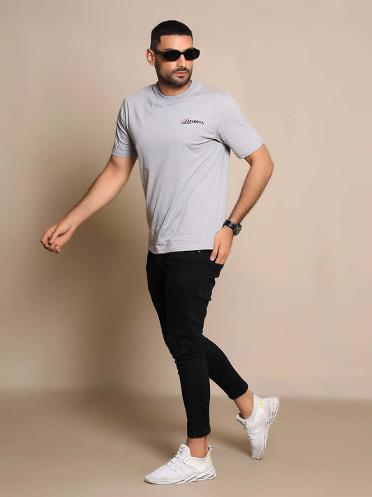 Gray Crew Neck Short Sleeve Men's T-Shirt