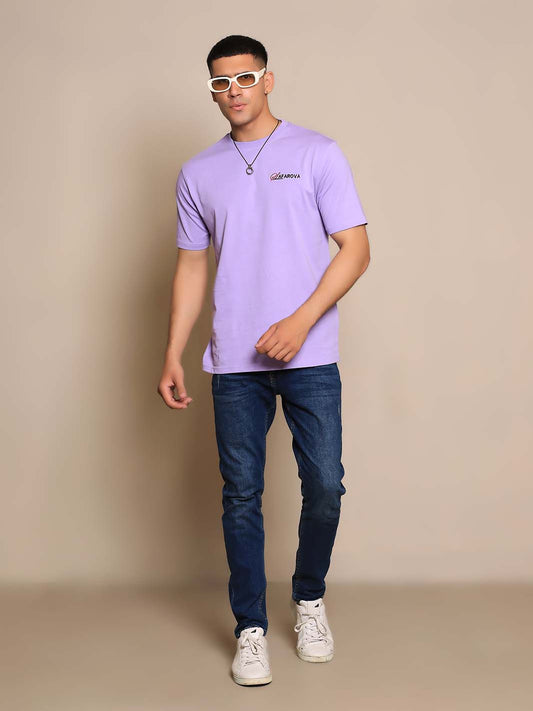 Light Purple Crew Neck Short Sleeve Men's T-Shirt