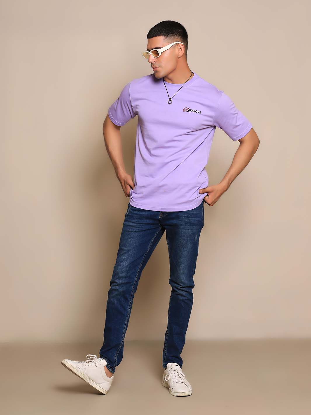 Light Purple Crew Neck Short Sleeve Men's T-Shirt