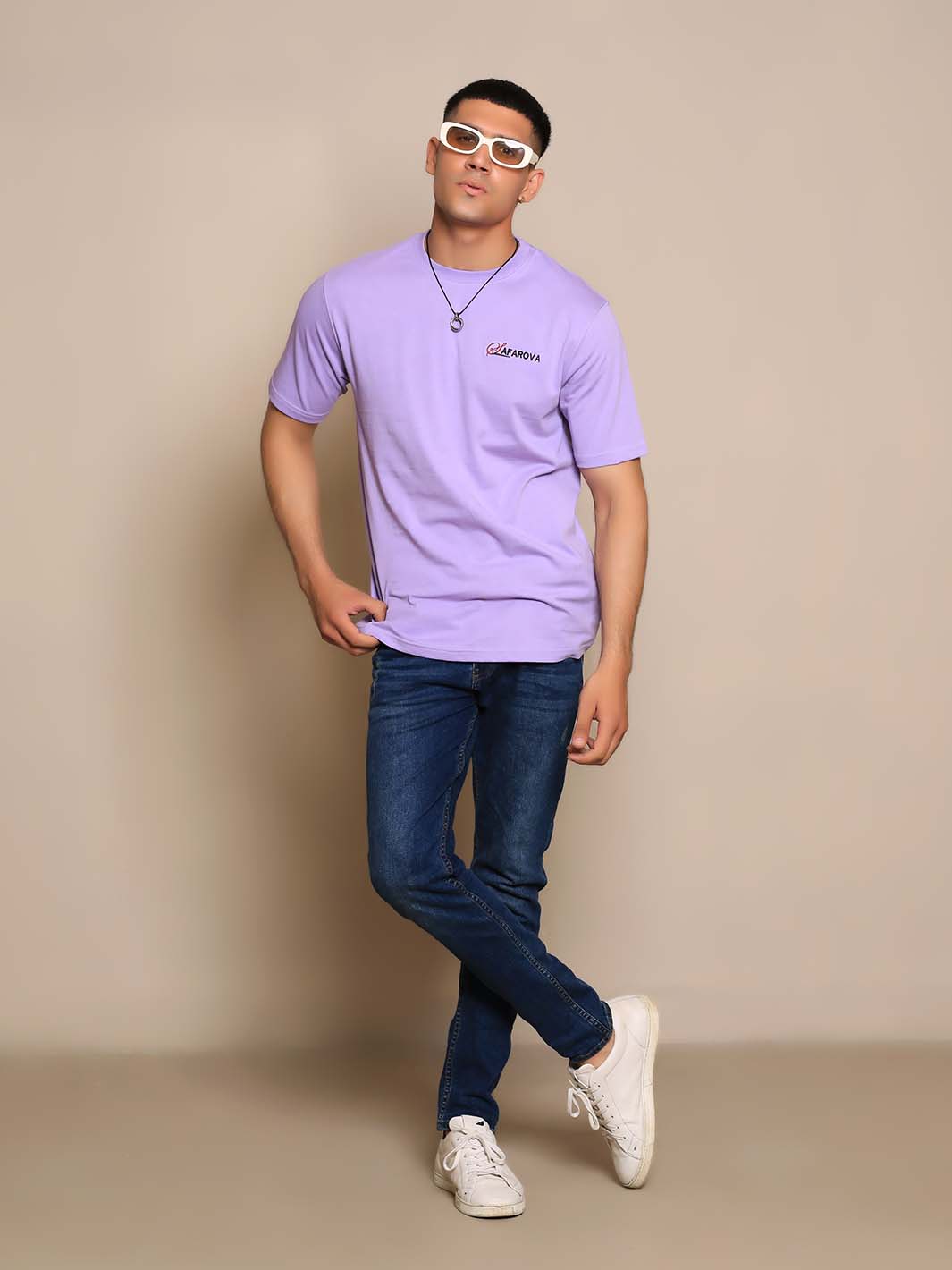 Light Purple Crew Neck Short Sleeve Men's T-Shirt