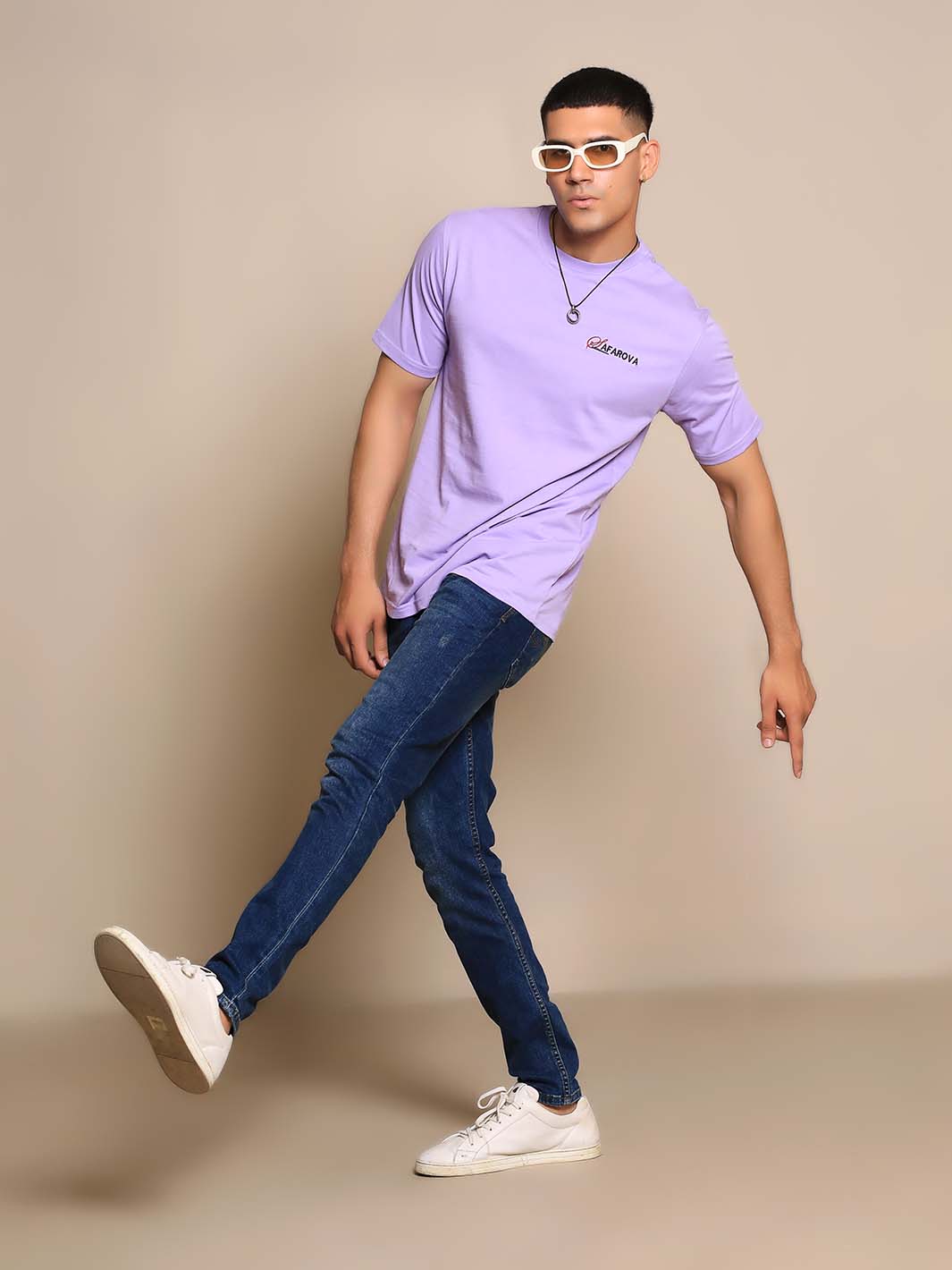 Light Purple Crew Neck Short Sleeve Men's T-Shirt