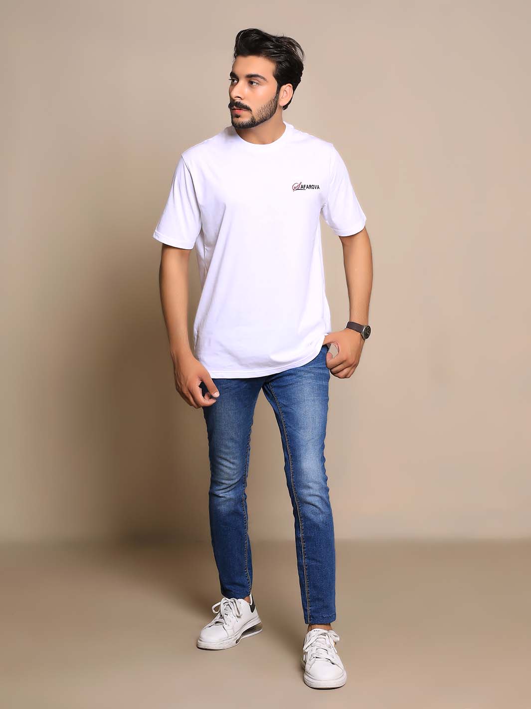 White Crew Neck Short Sleeve Men's T-Shirt