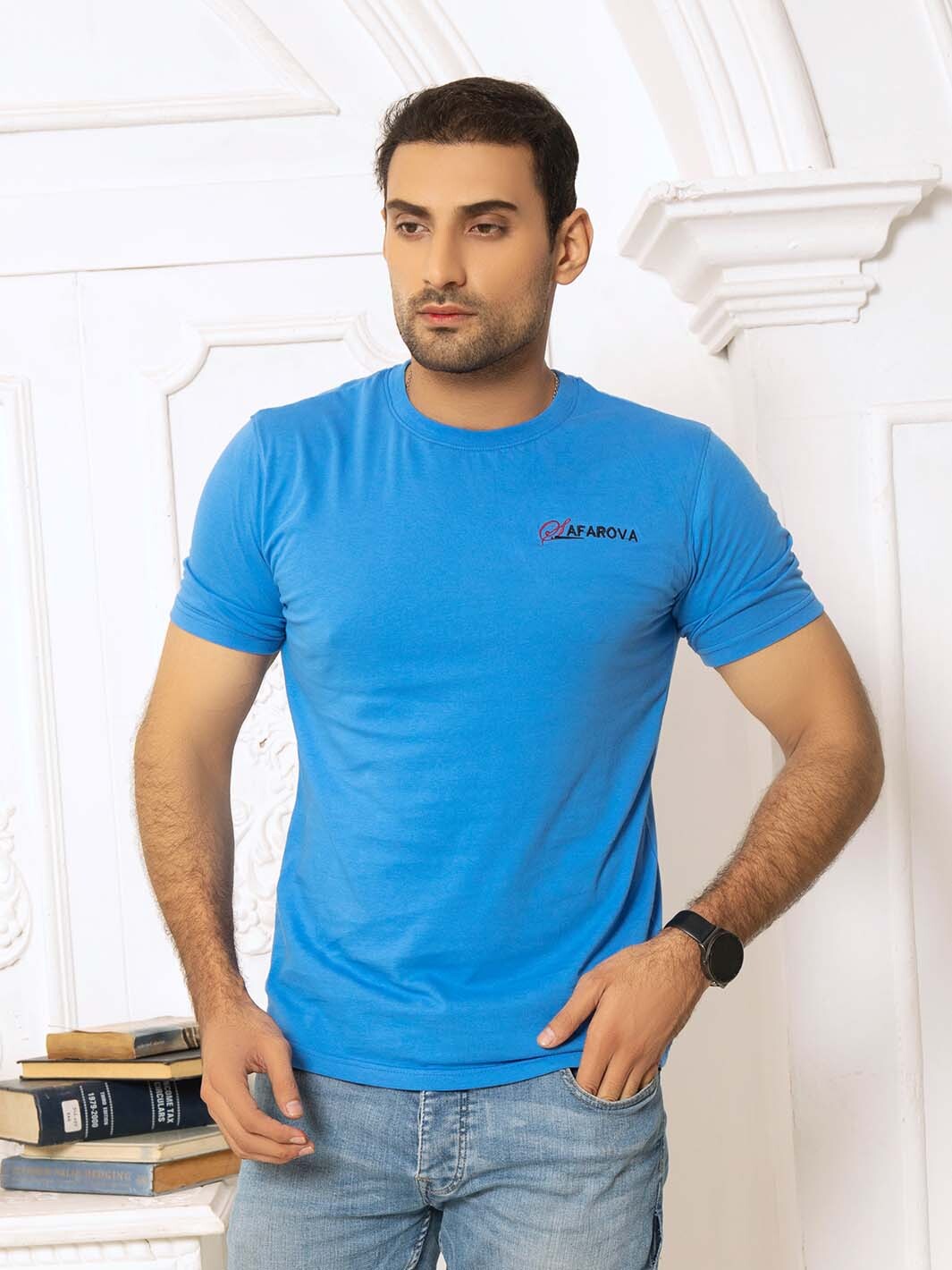 Royal Blue Crew Neck Short Sleeve Men's T-Shirt