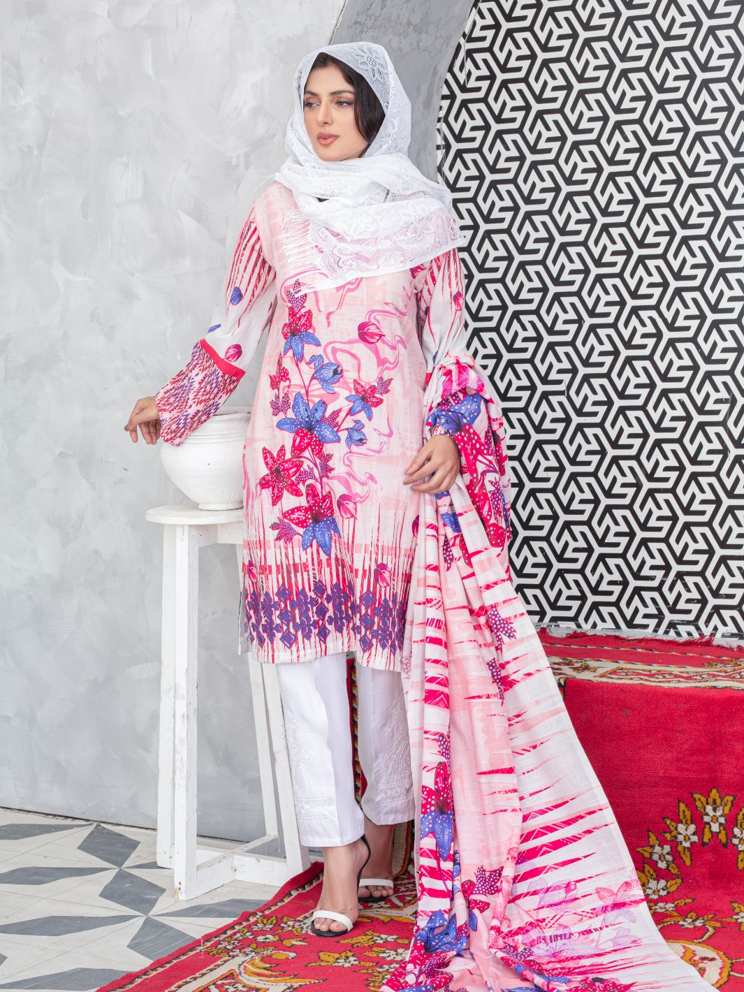 Digital Printed Slub Khaddar 2pcs Shirt & Dupatta