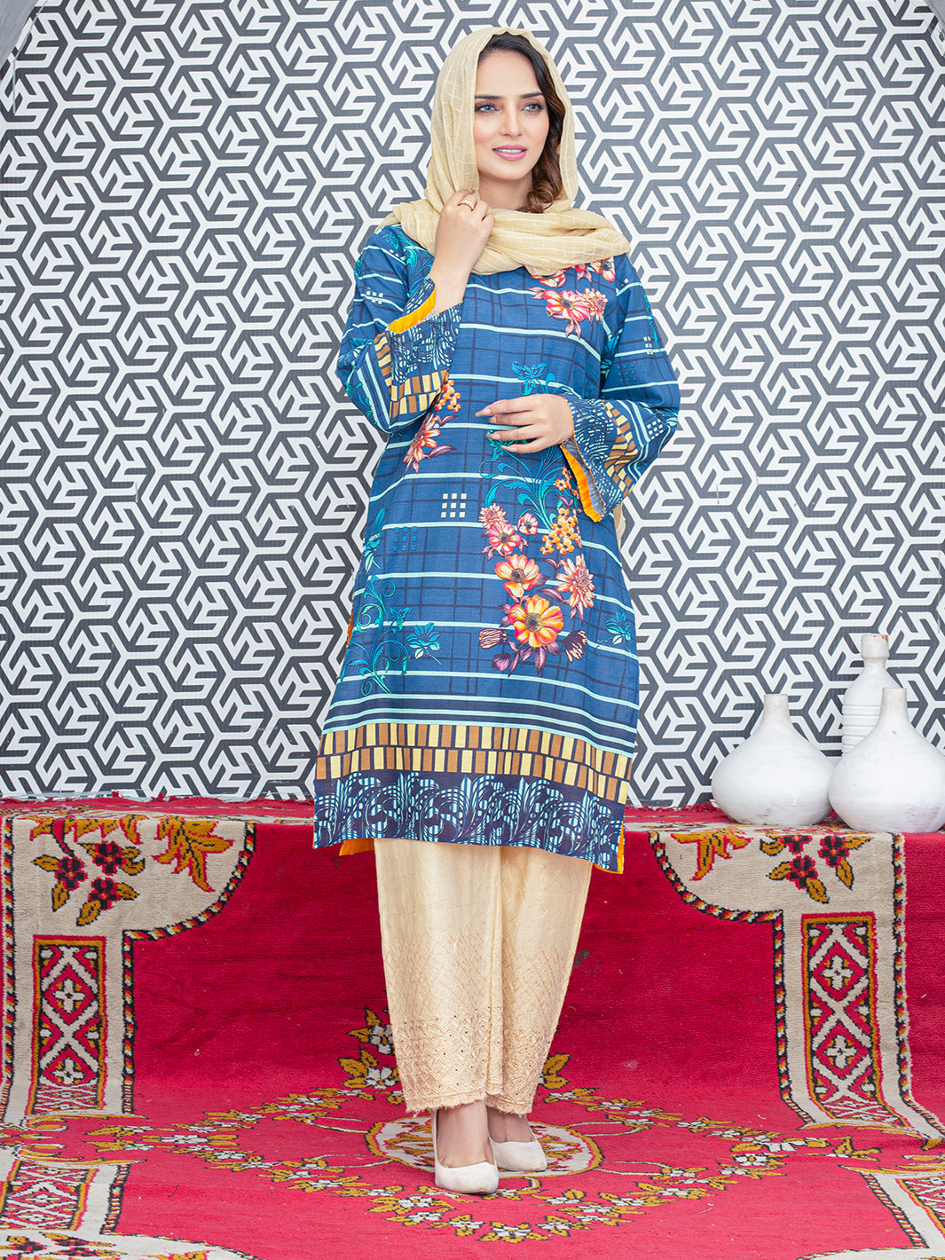 Digital Printed Slub Khaddar Shirt