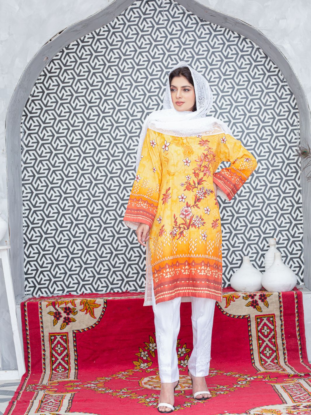 Digital Printed Slub Khaddar 2pcs Shirt & Dupatta