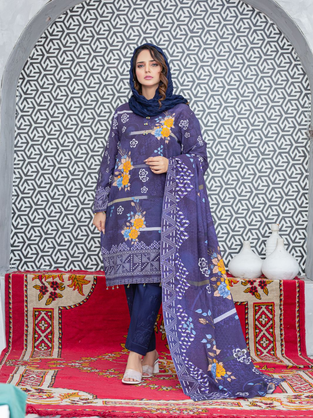 Digital Printed Slub Khaddar 2pcs Shirt & Dupatta