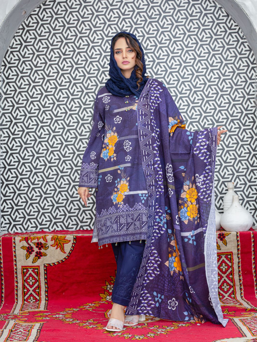 Digital Printed Slub Khaddar 2pcs Shirt & Dupatta