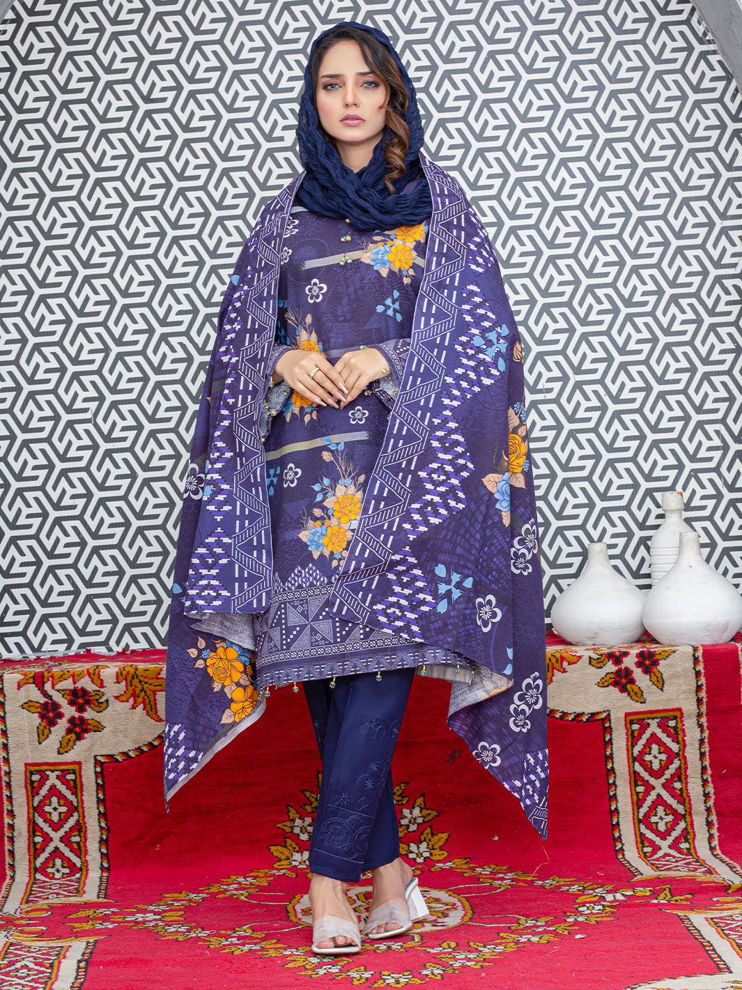 Digital Printed Slub Khaddar 2pcs Shirt & Dupatta