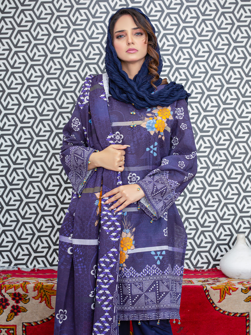 Digital Printed Slub Khaddar 2pcs Shirt & Dupatta