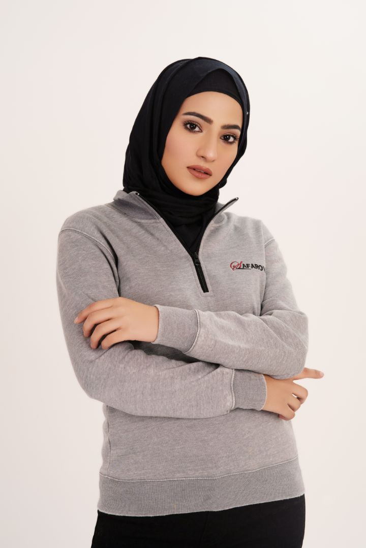 Light Gray Women's Fleece Half Zip Sweatshirt