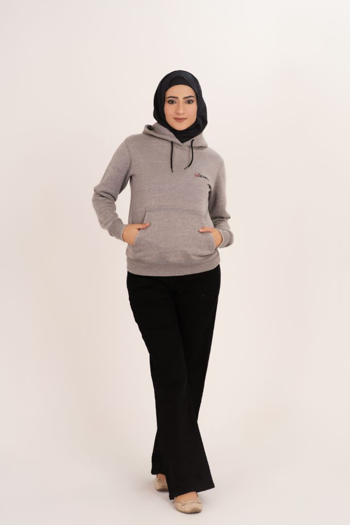 Light Gray Women's Fleece Pull Over Hoodie