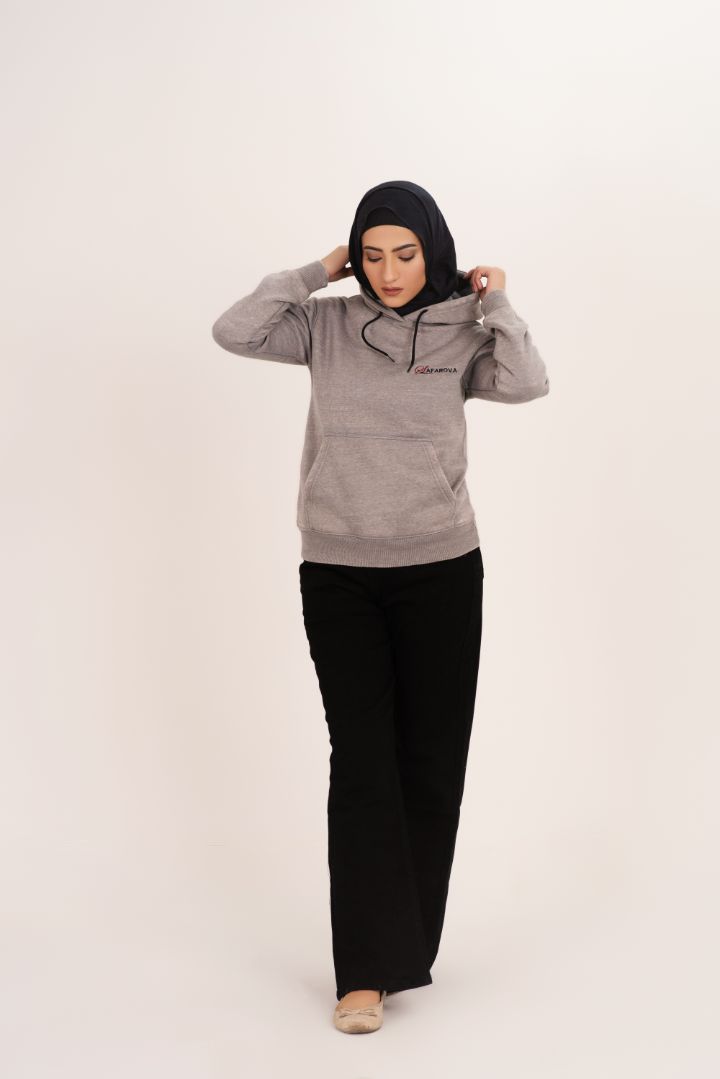 Light Gray Women's Fleece Pull Over Hoodie