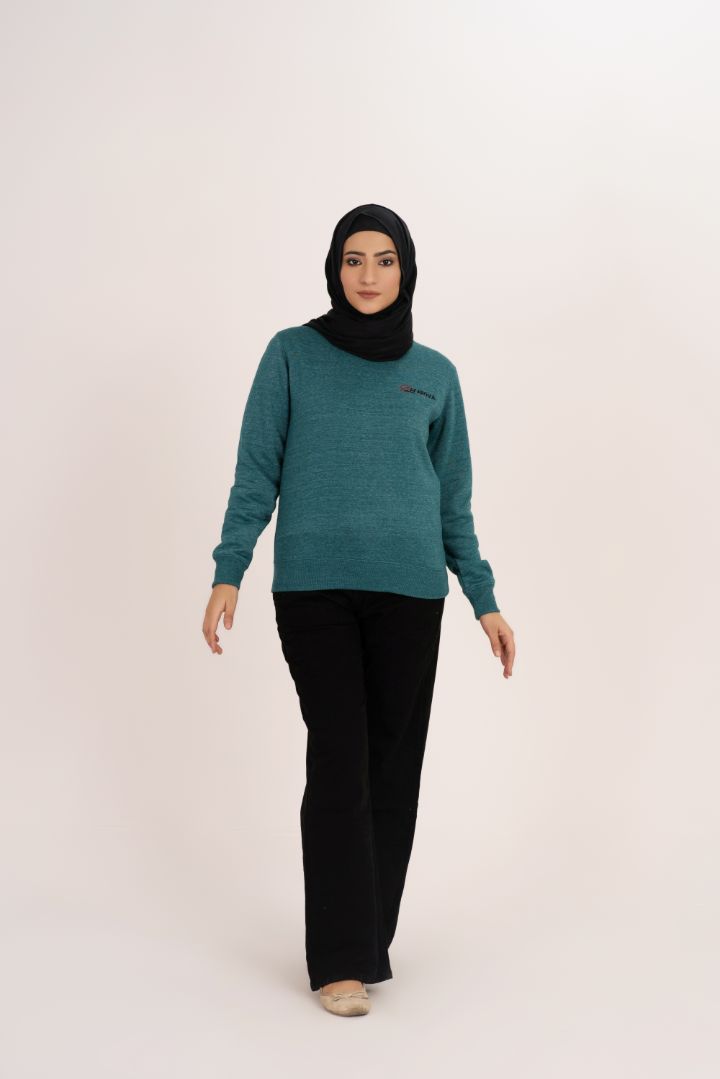 Sea Green Crew Neck Women's Fleece Sweatshirt