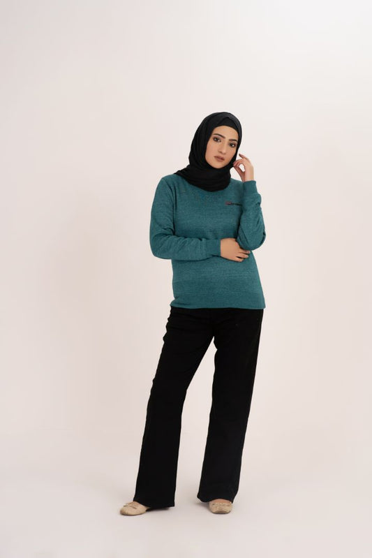 Sea Green Crew Neck Women's Fleece Sweatshirt