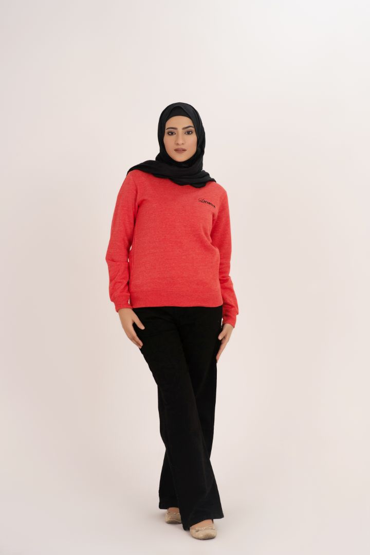 Red Crew Neck Women's Fleece Sweatshirt