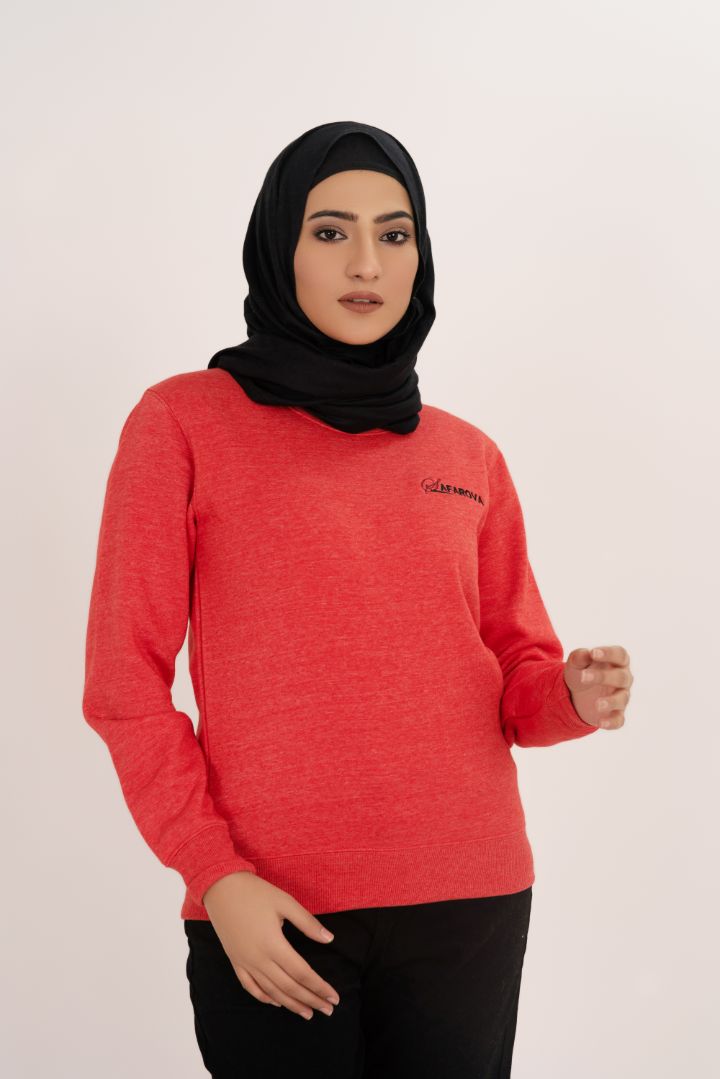 Red Crew Neck Women's Fleece Sweatshirt