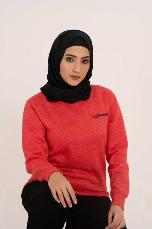 Red Crew Neck Women's Fleece Sweatshirt