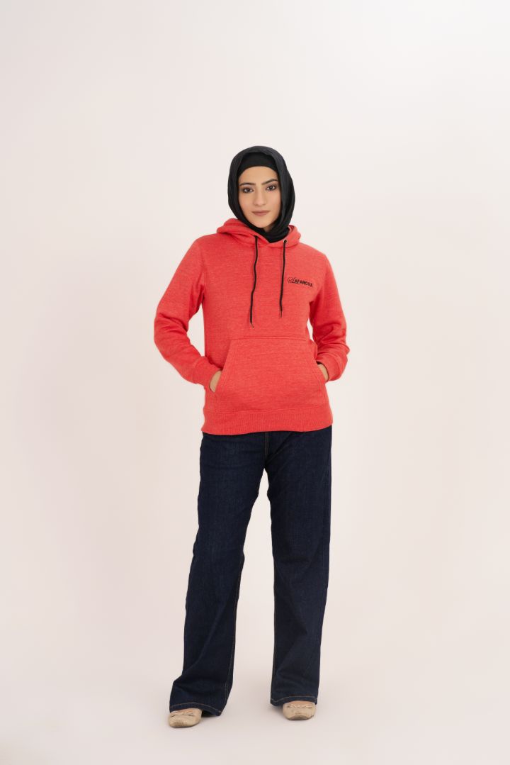 Red Women's Fleece Pull Over Hoodie