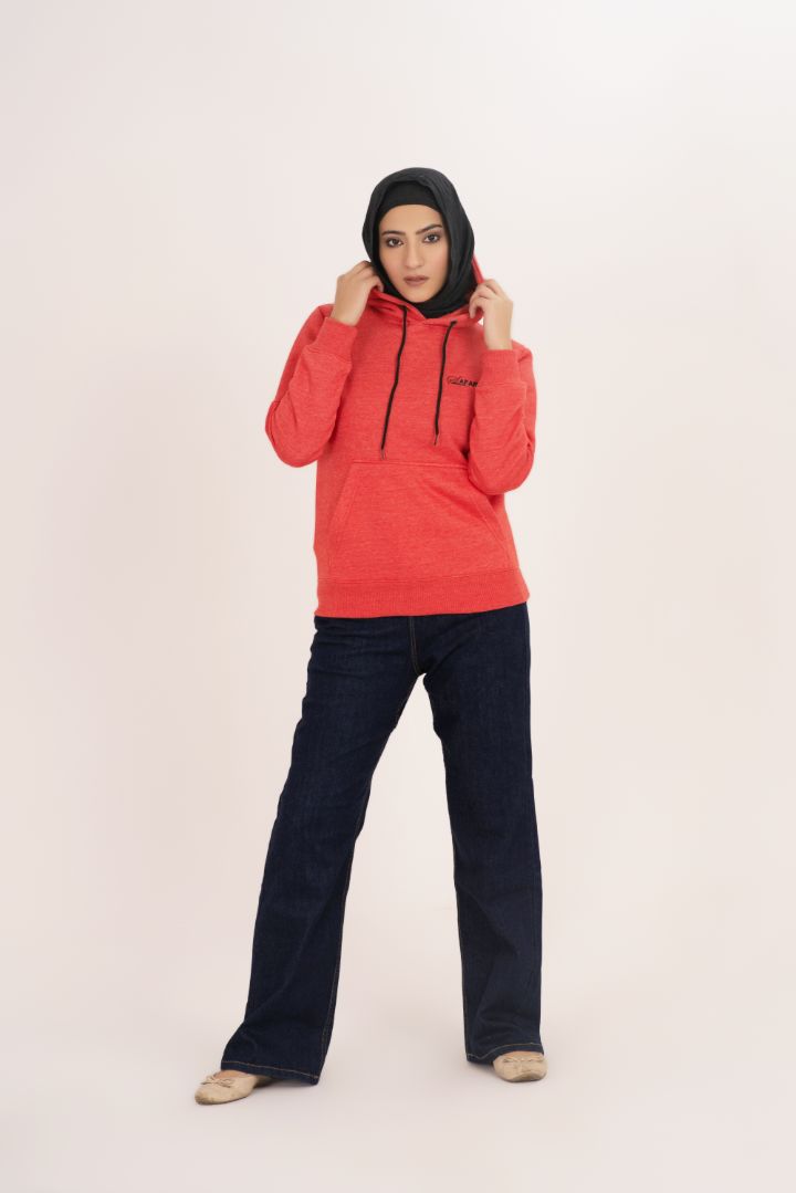 Red Women's Fleece Pull Over Hoodie