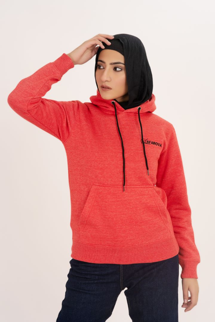 Red Women's Fleece Pull Over Hoodie