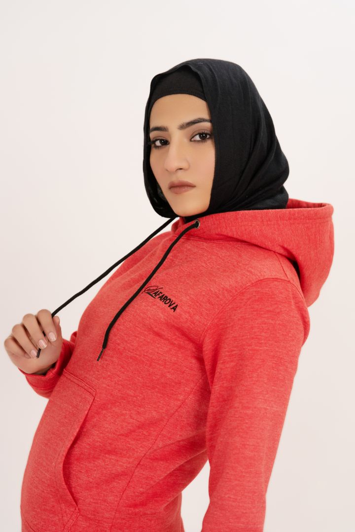 Red Women's Fleece Pull Over Hoodie