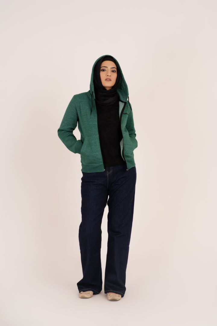 Green Women's Fleece Full Zip-Up Hoodie