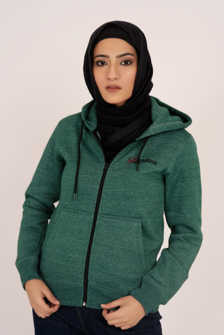 Green Women's Fleece Full Zip-Up Hoodie