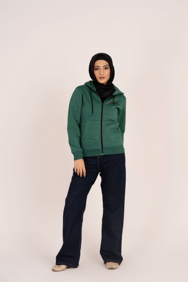 Green Women's Fleece Full Zip-Up Hoodie