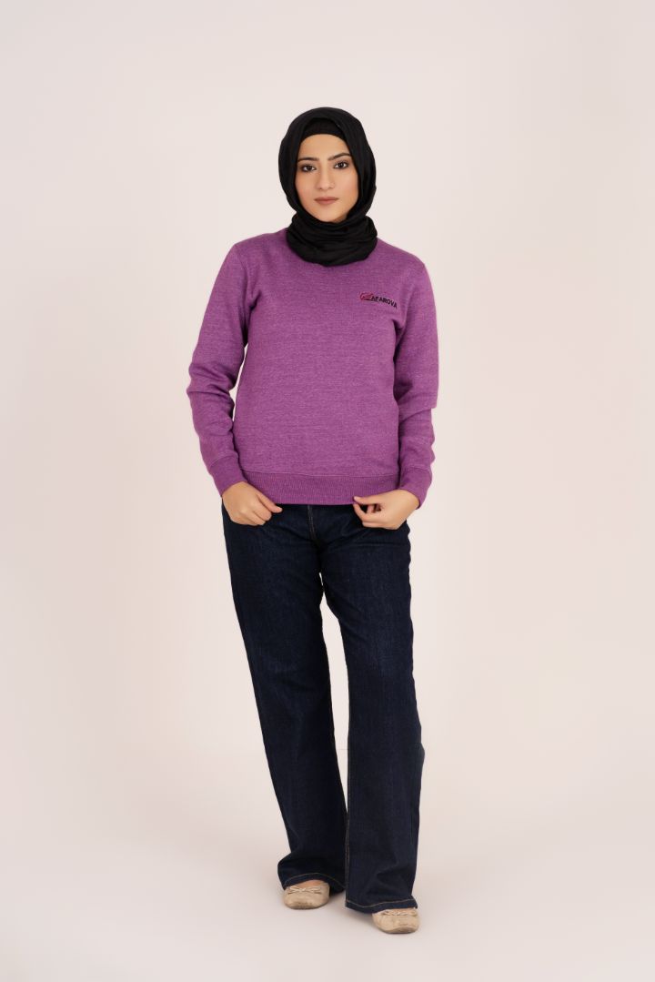 Purple Crew Neck Women's Fleece Sweatshirt