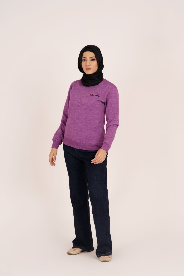 Purple Crew Neck Women's Fleece Sweatshirt