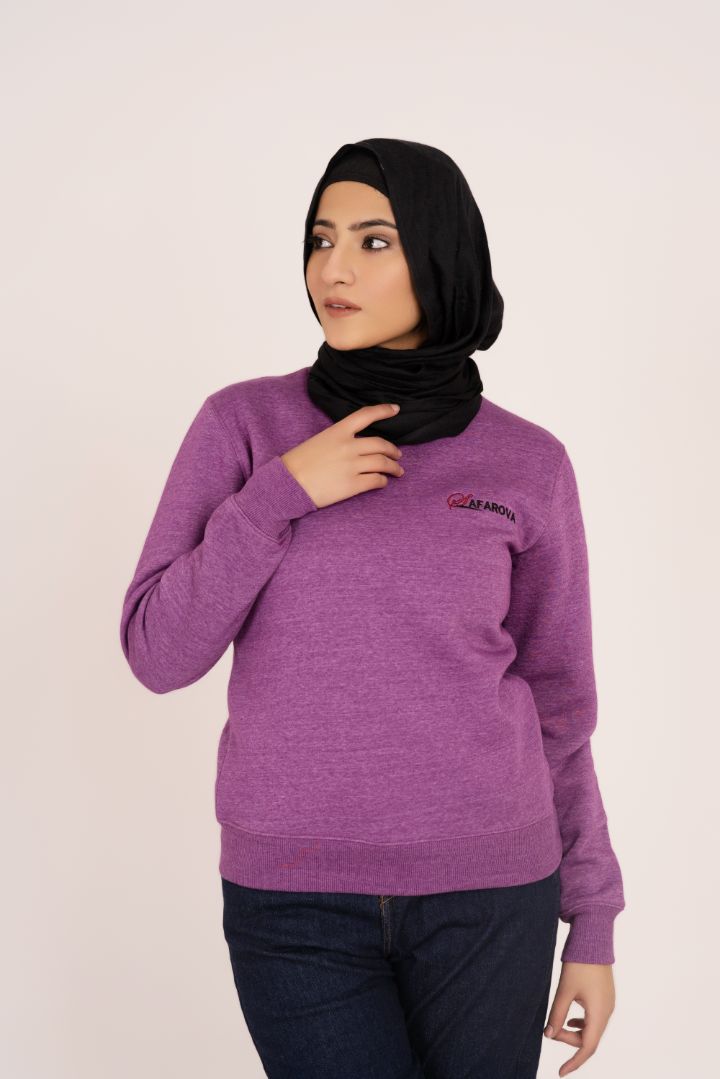 Purple Crew Neck Women's Fleece Sweatshirt