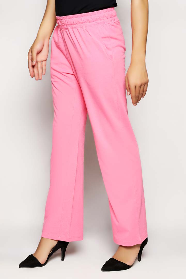 Pink Dyed Knit Wide Leg Trouser