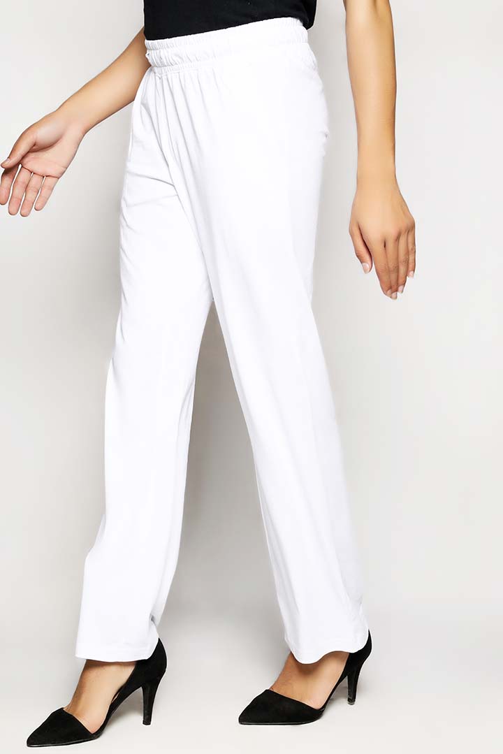 White Dyed Knit Boot Cut Trouser