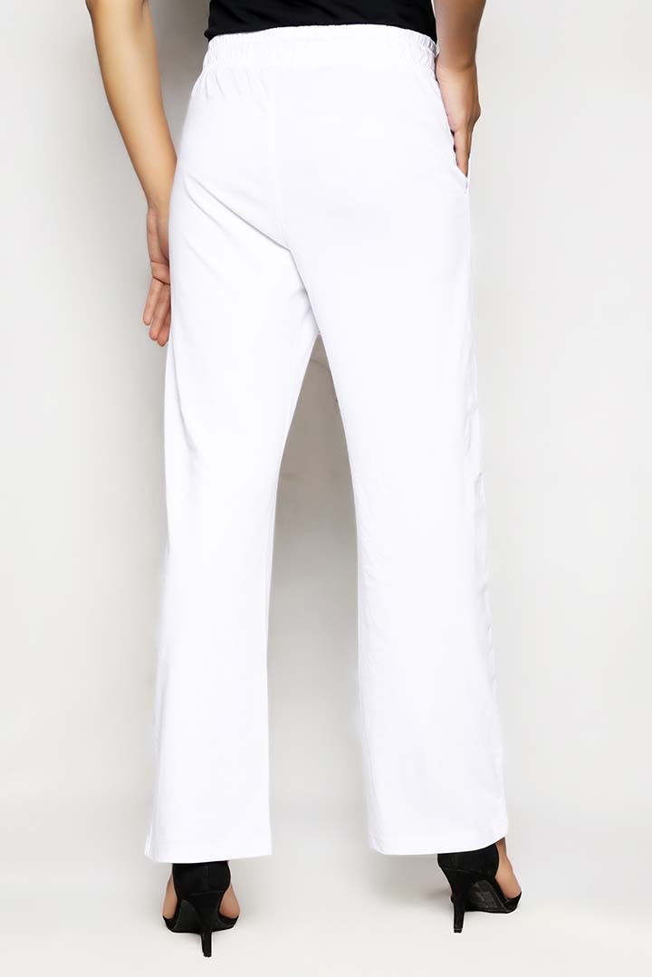 White Dyed Knit Boot Cut Trouser