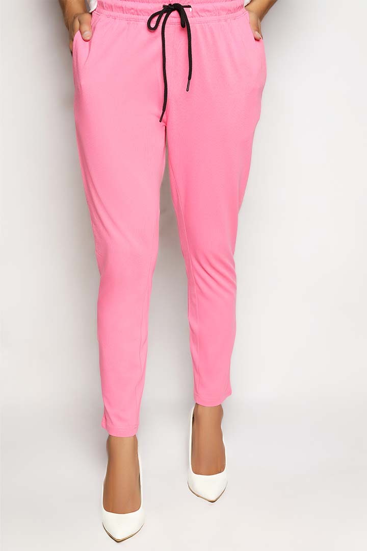 Pink Dyed Knit Narrow Leg Trousers