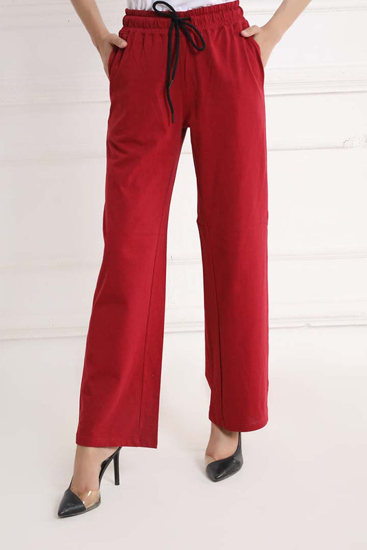 Maroon Dyed Knit Wide Leg Trouser