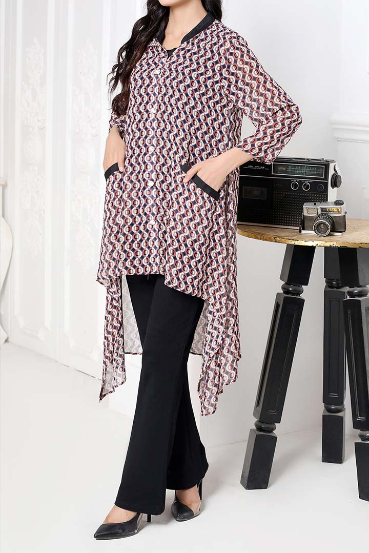 Black Printed Chiffon Fashion Top