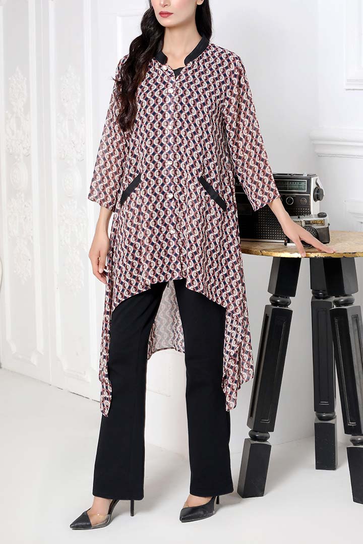 Black Printed Chiffon Fashion Top