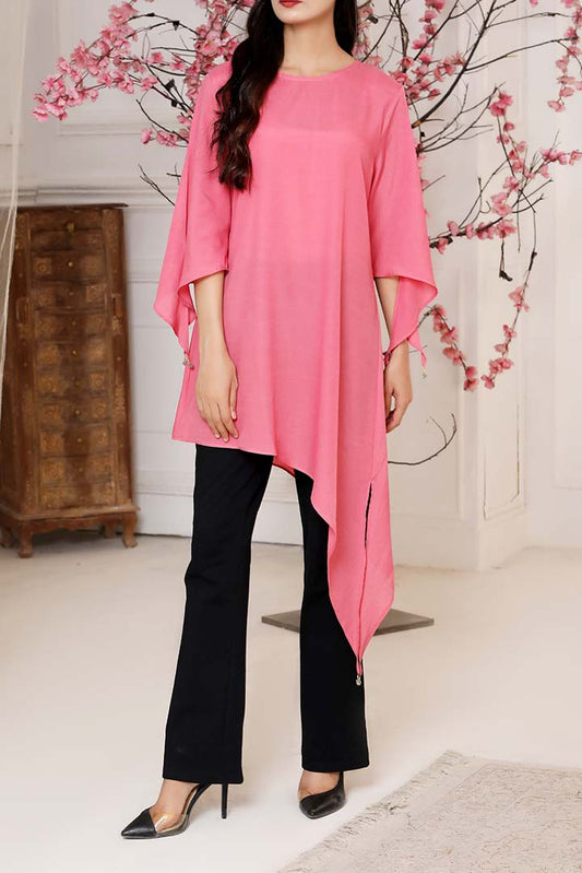 Rose Pink Printed Chiffon Fashion Top