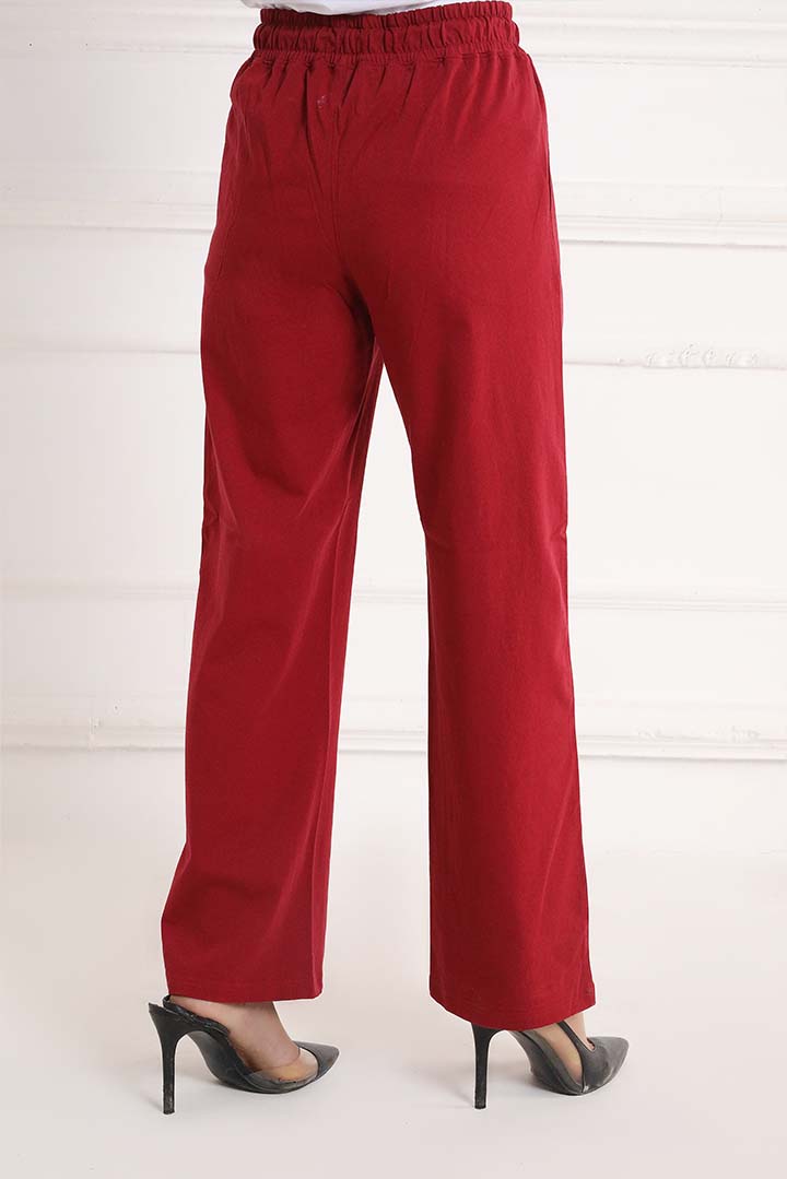 Maroon Dyed Knit Wide Leg Trouser