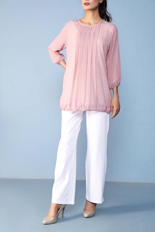 Baby Pink Printed Chiffon Fashion Top