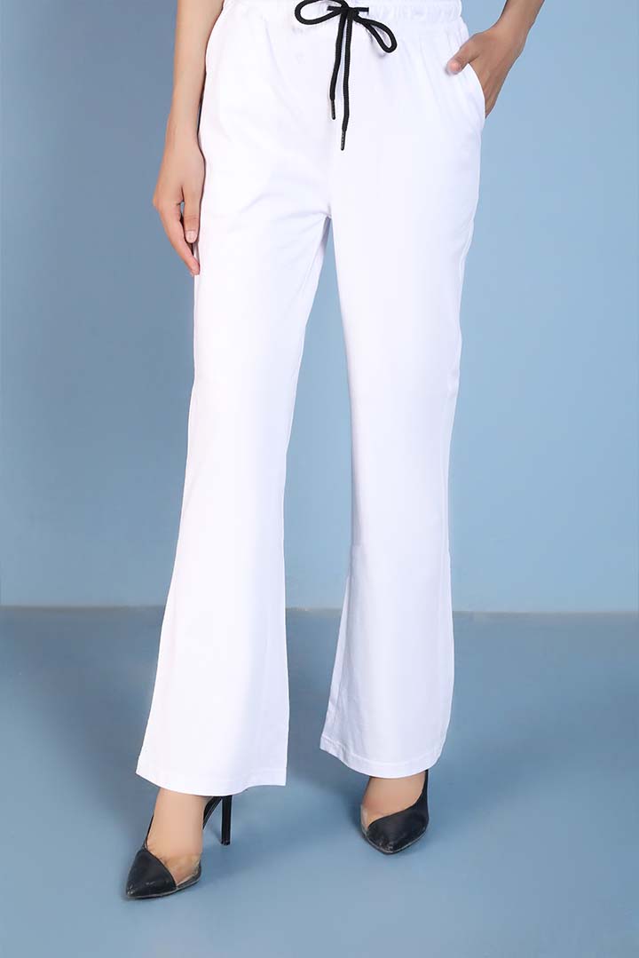 White Dyed Knit Boot Cut Trouser